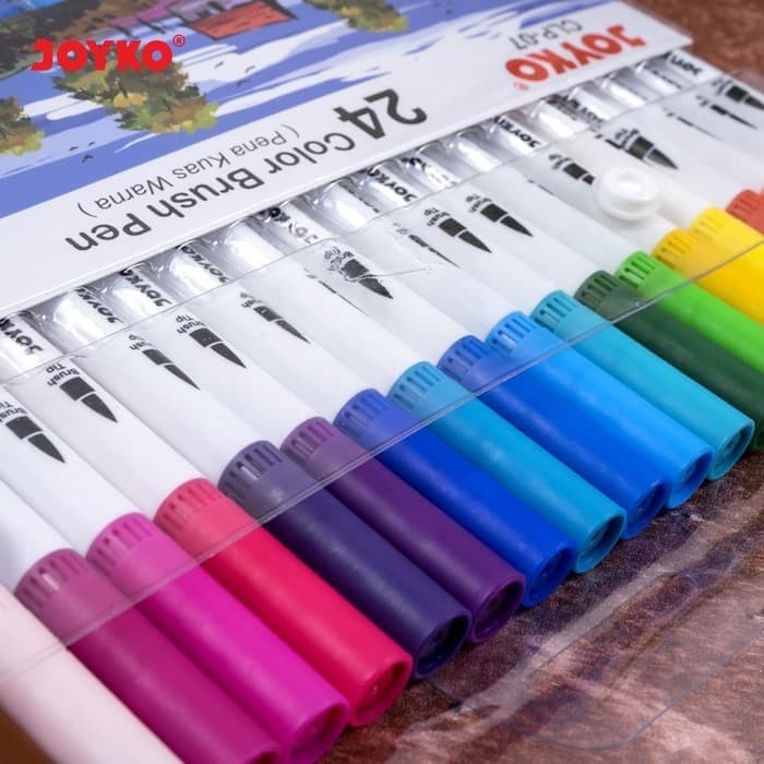 

kaligrafi-perlengkapan- color brush marker 24 warna joyko clp-07 -perlengkapan-kaligrafi.
