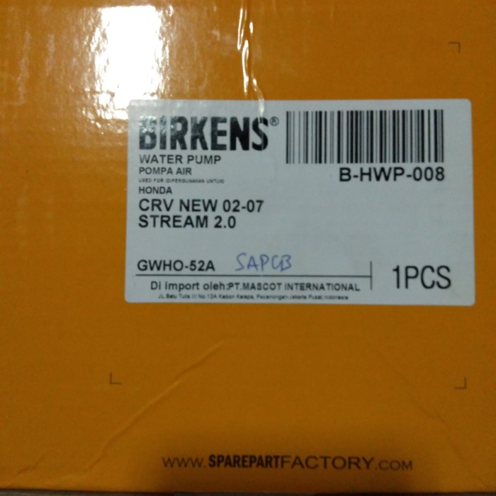 water pum honda stream 2000 cc pompa air honda stream 2000 cc