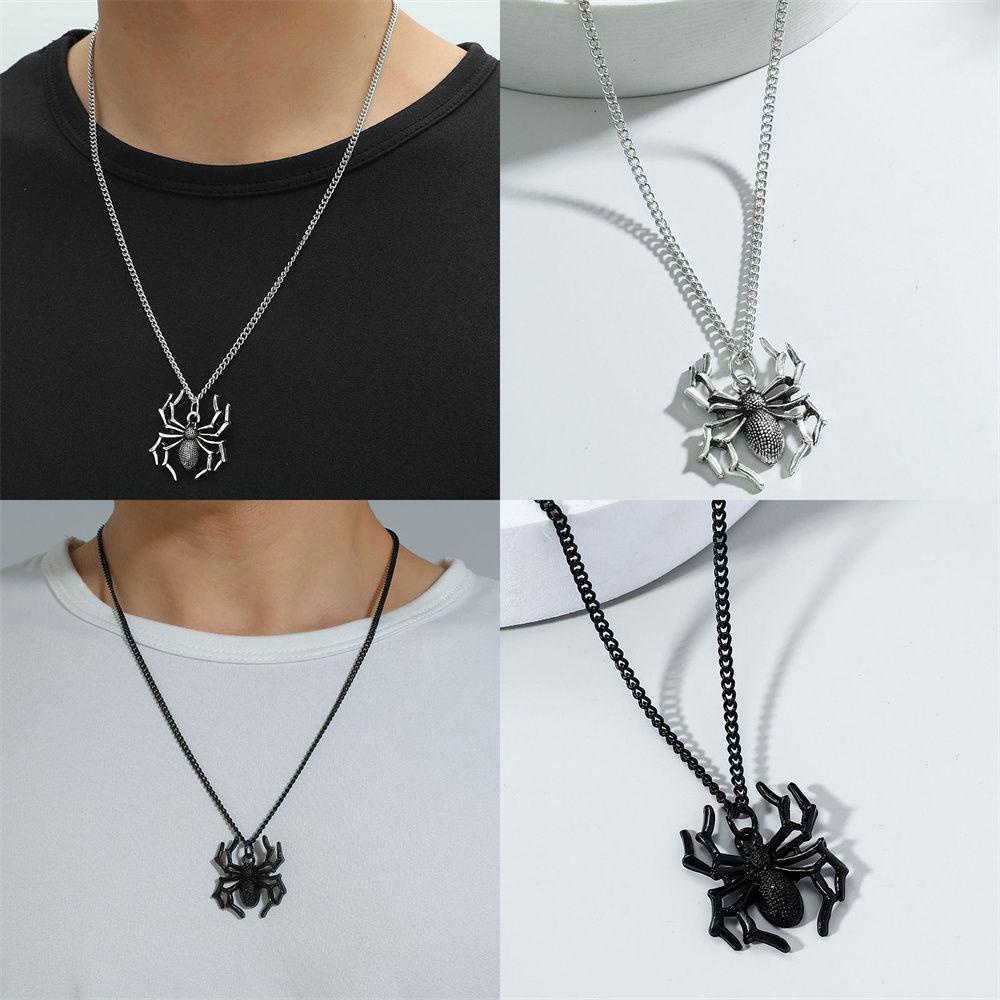 Lily Spider Pendant Kalung Street Biker Warna Silver Choker Tidak Luntur Punk Rock