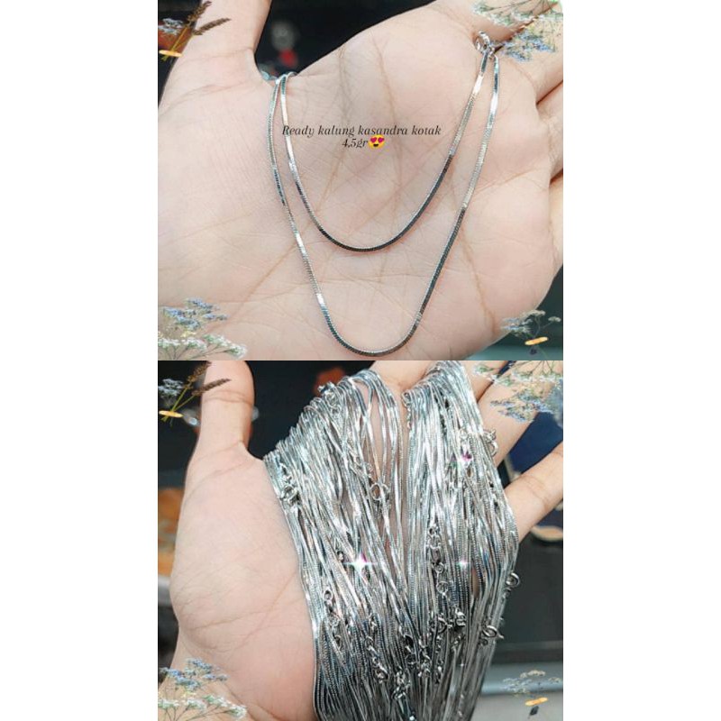 kalung kasandra kotak S925 / perhiasan perak 925 berlapis emas