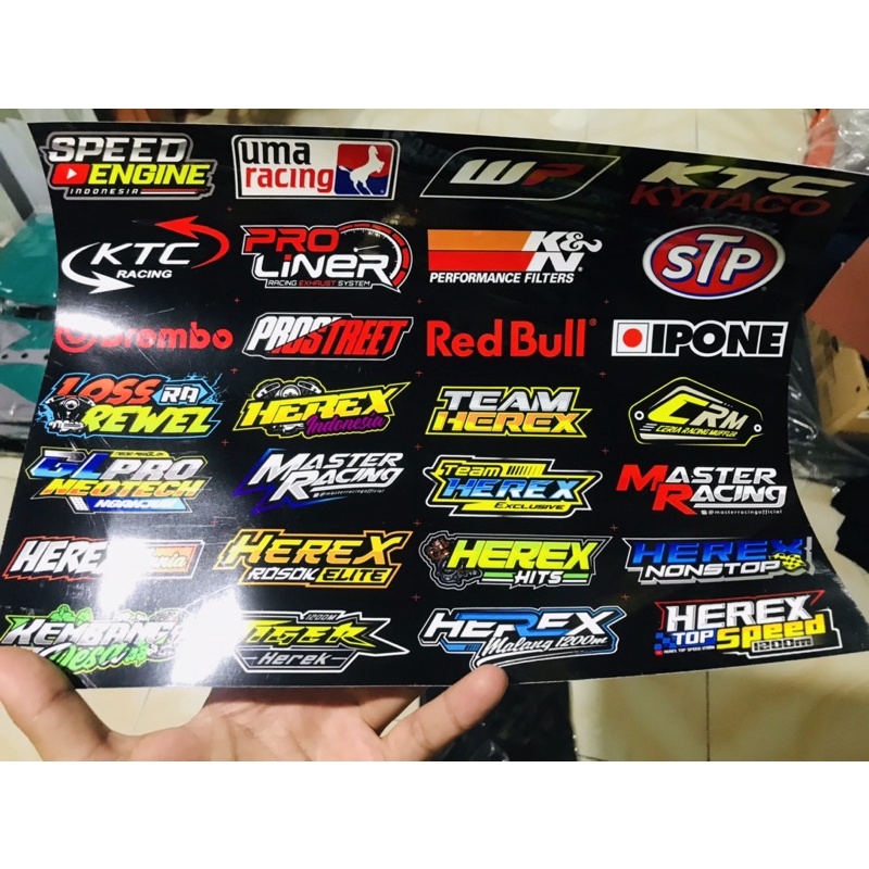 Stiker Sponsor Motor Racing Herex Vynil Anti Air pack Isi 28