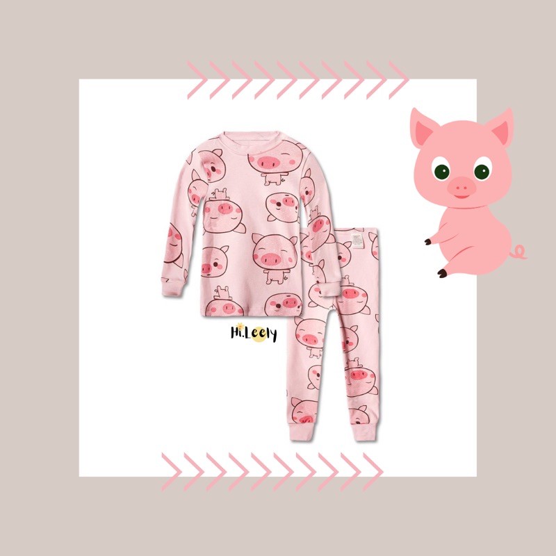 PIYAMA ANAK IMPORT FASHION ANAK PEREMPUAN BAJU TIDUR ANAK PEREMPUAN LUCU PIGGY 100% KATUN PREMIUM
