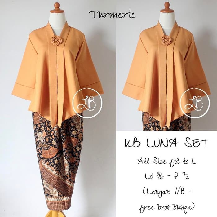 Setelan Kebaya Floy Kutubaru Luna Set Peach