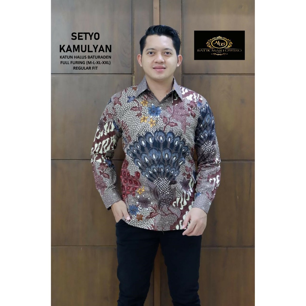 SETYO KAMULYAN Kemeja Batik Pria Full Furing Bahan Katun Halus Baturaden