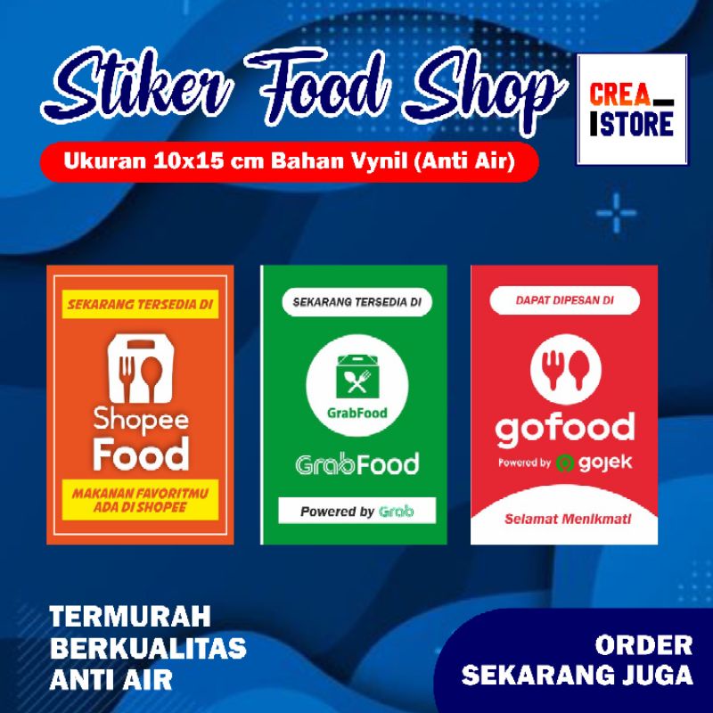 

Stiker Food, Makanan Online, Food Store, Anti Air Ukuran 15x10 cm