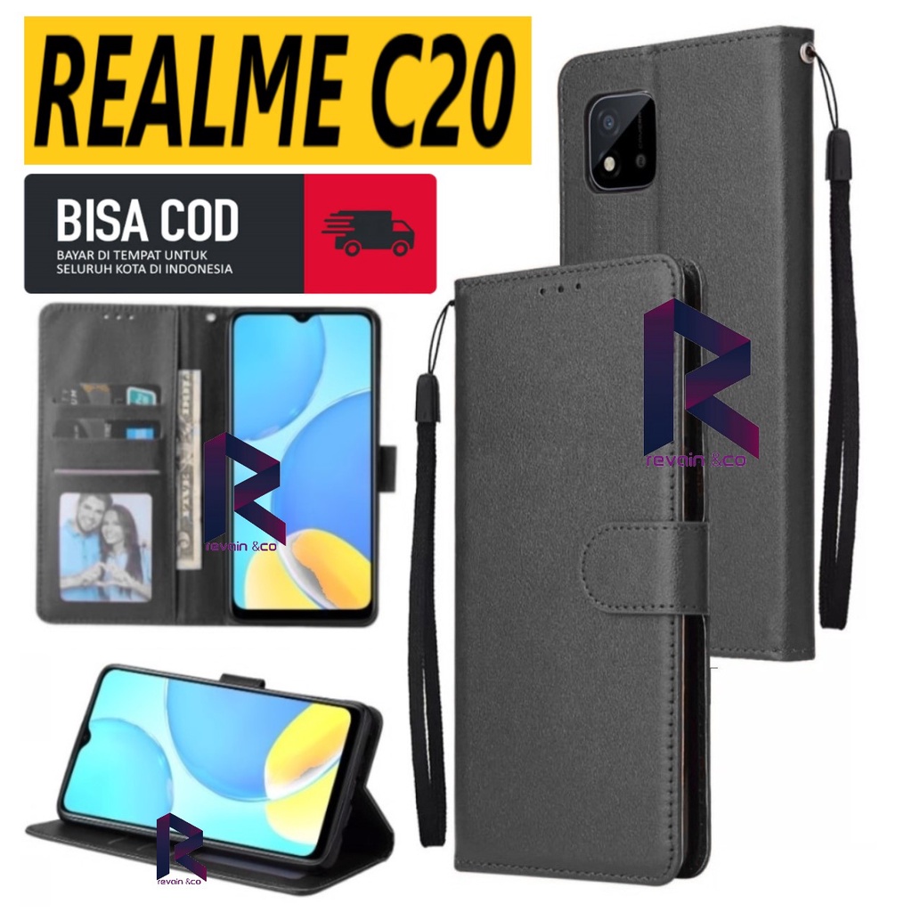 REALME C20 CASING DOMPET FLIP WALLET LEATHER KULIT PREMIUM SARUNG BUKA TUTUP FLIP CASE REALME C20