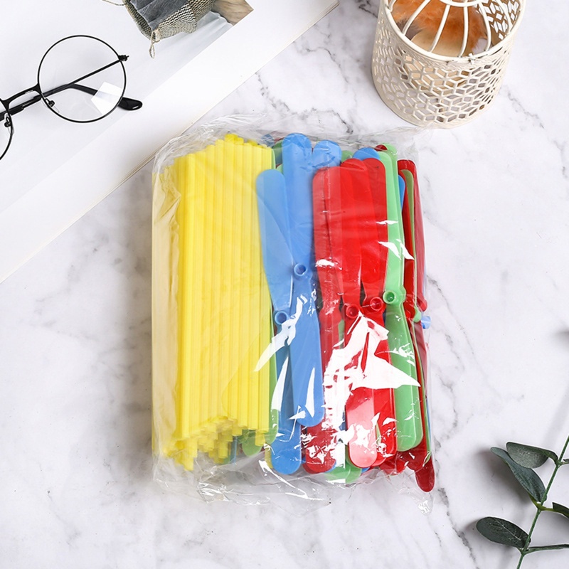 Mary 100PCS Mainan Baling-Baling Capung Bambu Terbang Multicolour Lucu Outdoor Untuk Bermain Set Mainan Untuk Anak Tk3