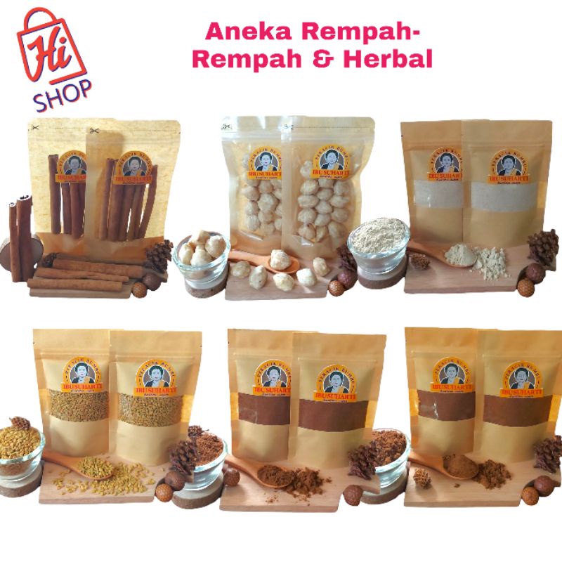 

IBU SUHARTI - Aneka Rempah Bumbu Rendang Gulai Kencur Cengkeh Lawang Ngo Hiong Pala Halba Kemirin Kayu Manis Powder Kualitas Premium