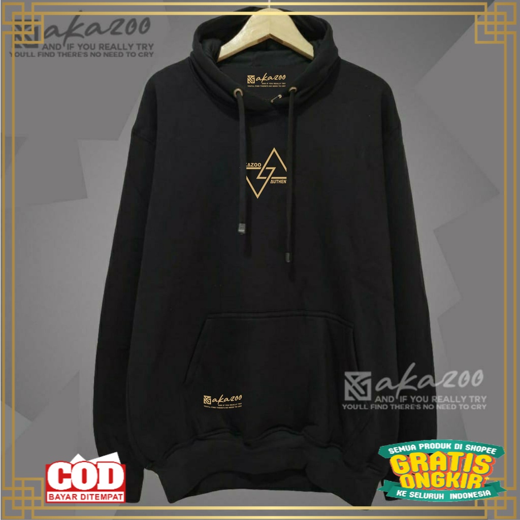 BUAT ANAK DEWASA REMAJA SMP SD SMK KULIAH / sweater hoodie pria distro akazoo warna hitam segitiga a