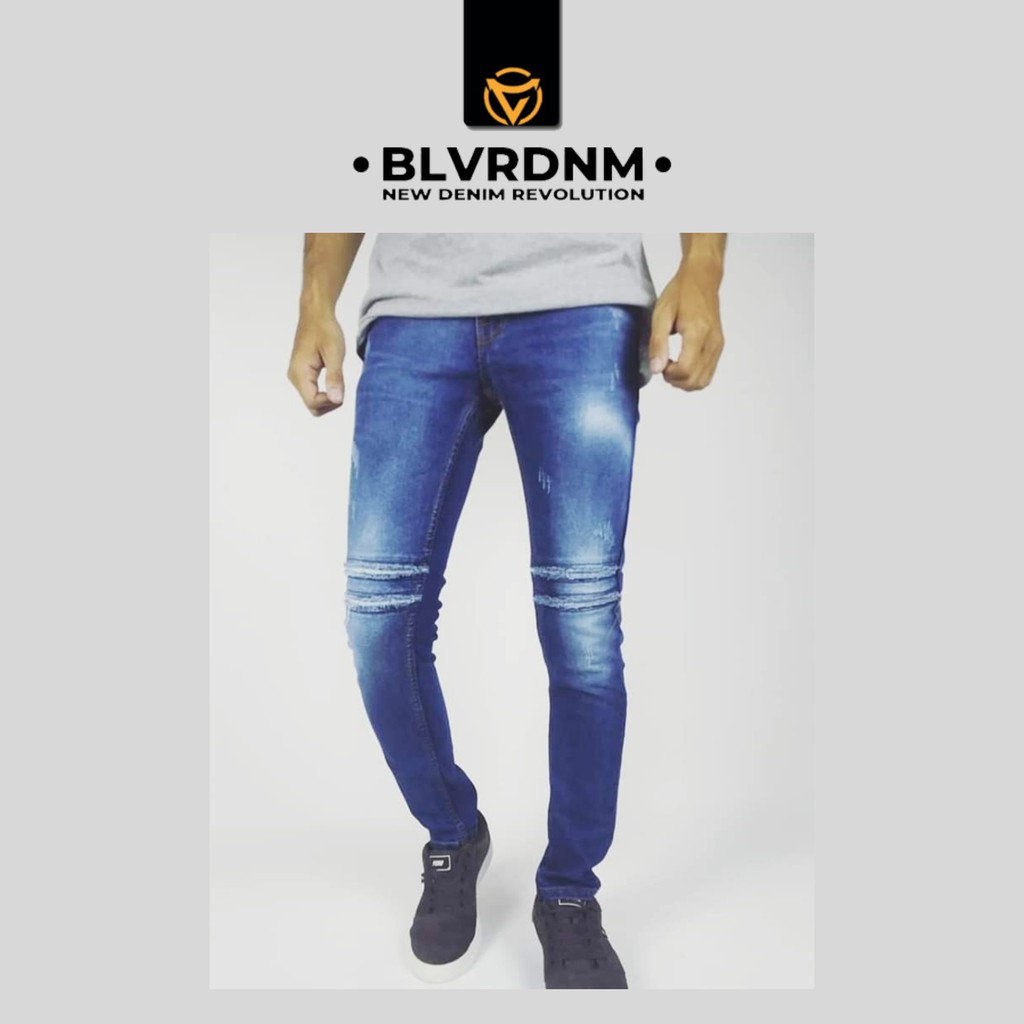 VLG DENIM BIKER RIPPED JEANS (STRETCH) BLACKVIPER JEANS PENSIL ORIGINAL