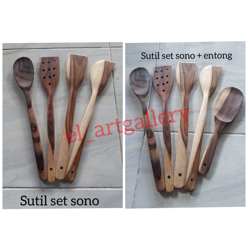 Sutil/Sendok/Spatula/Sodet Kayu Sonokeling set isi 4 pcs