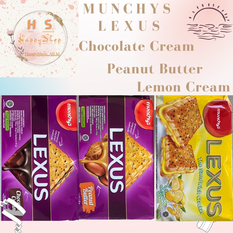 

MUNCHY’s LEXUS 190gr 3Variant Rasa “Lemon cream, Peanut butter & Chocolate Cream” (1Pack isi 10sachet 190Gram)“ Cracker Import Malaysia