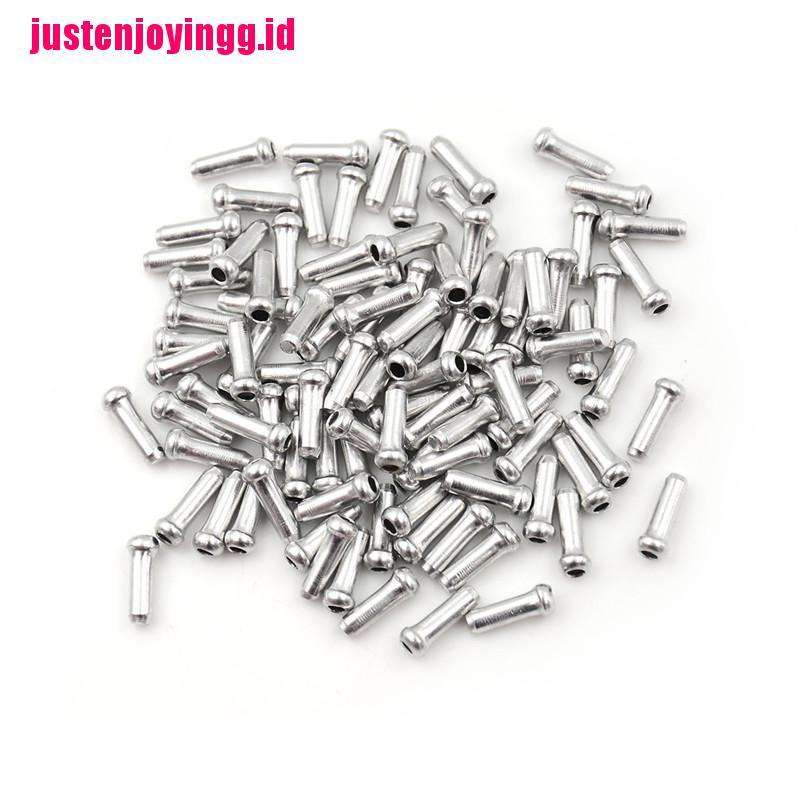 100pcs Tutup Ujung Kabel Rem Sepeda Bahan Aluminum Warna Silver