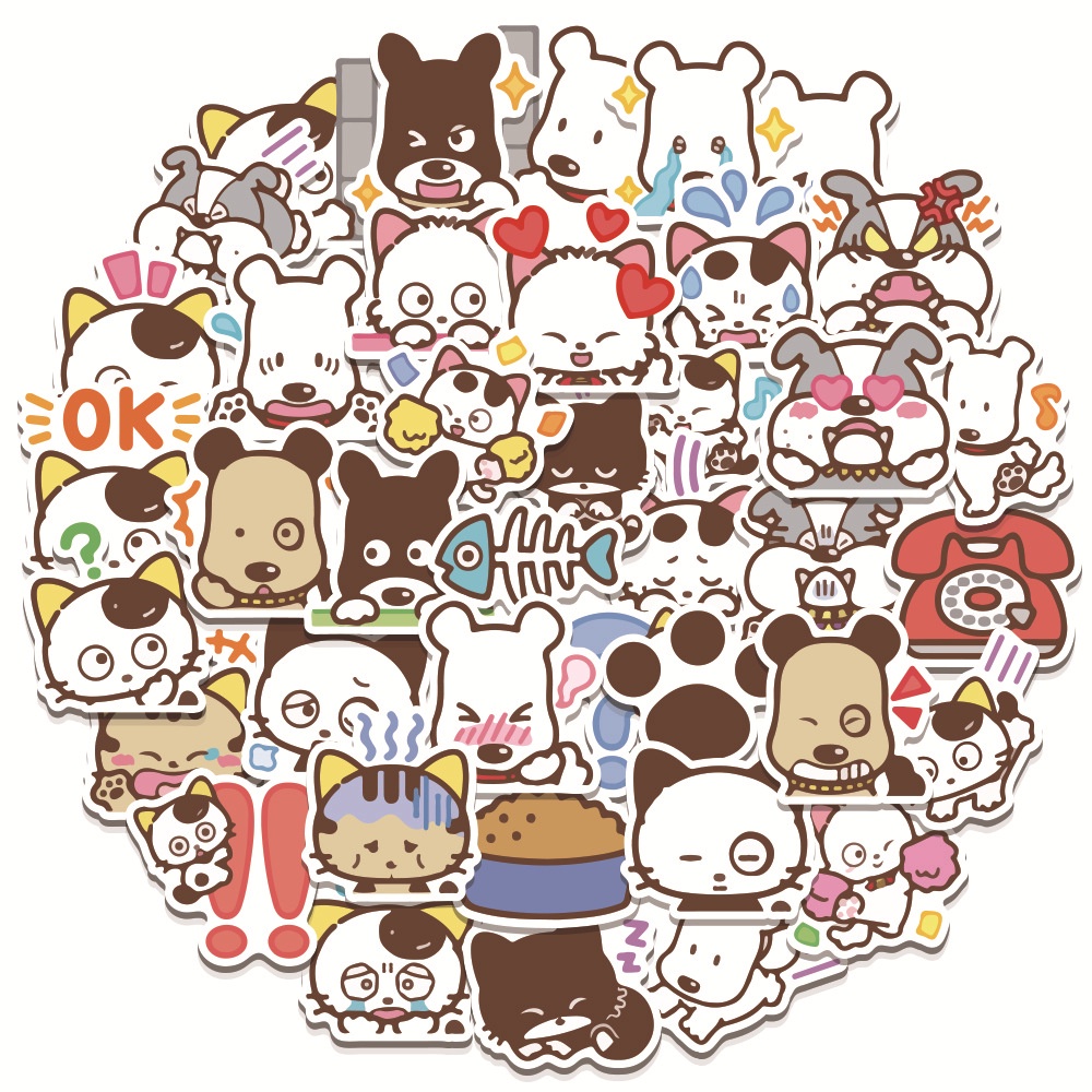Kucing lucu stiker Duomo dan Jurnal bahan kartun ponsel case cangkir air Stiker anjing Xiao Zhang