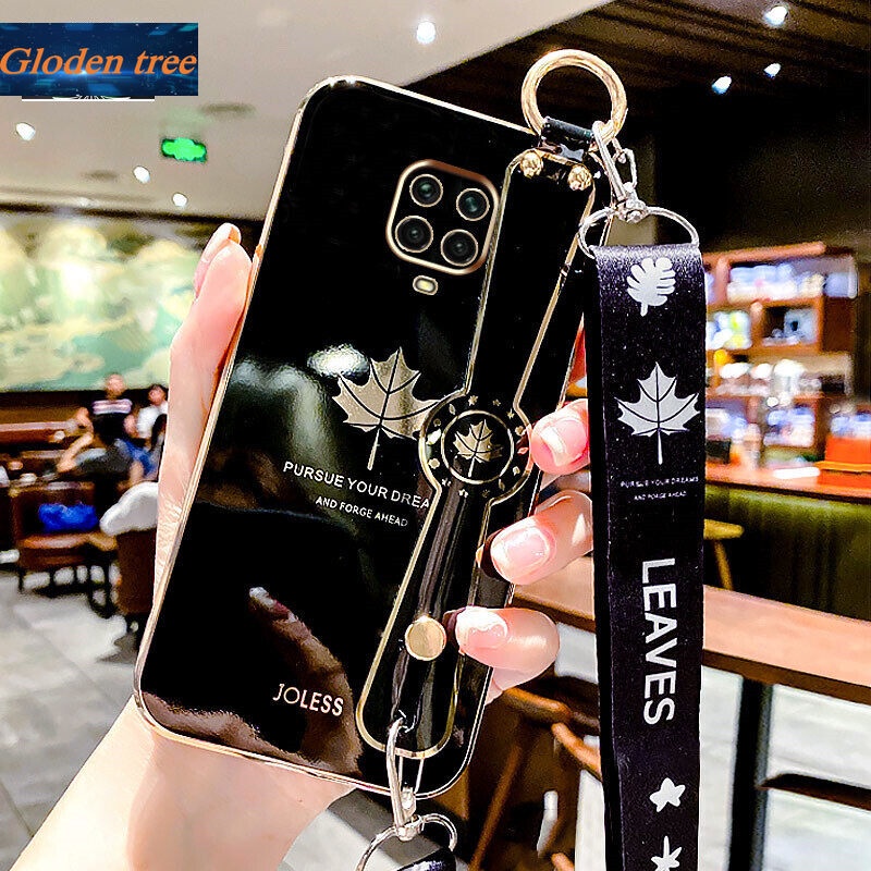 Case Motif Daun Maple Dengan lanyard Untuk Xiaomi Redmi Note 9 Pro Max 9S 4G