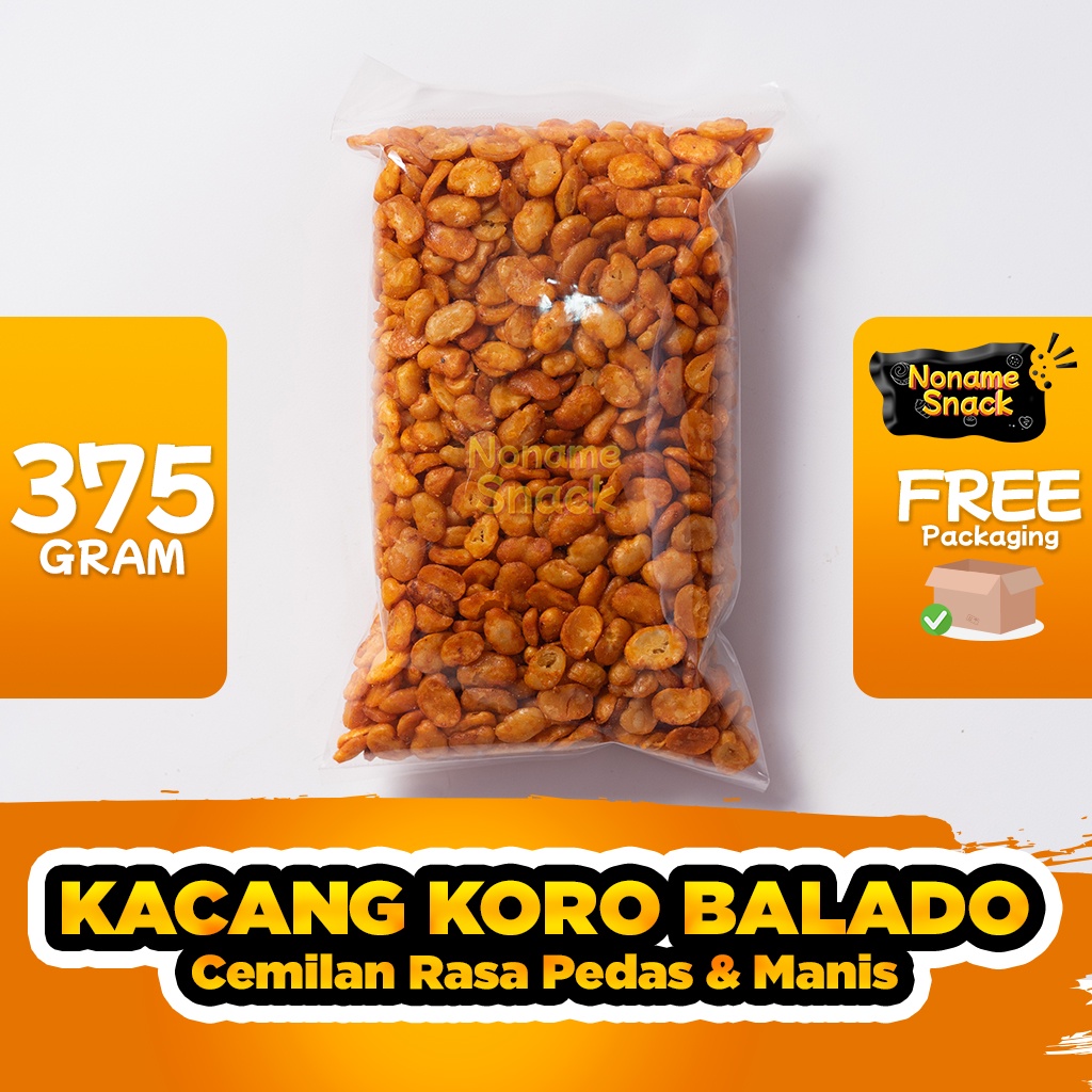 NoName Snack - Kacang Koro Balado Cemilan Pedas Grosir 375Gr - Tanpa Merk Lebel