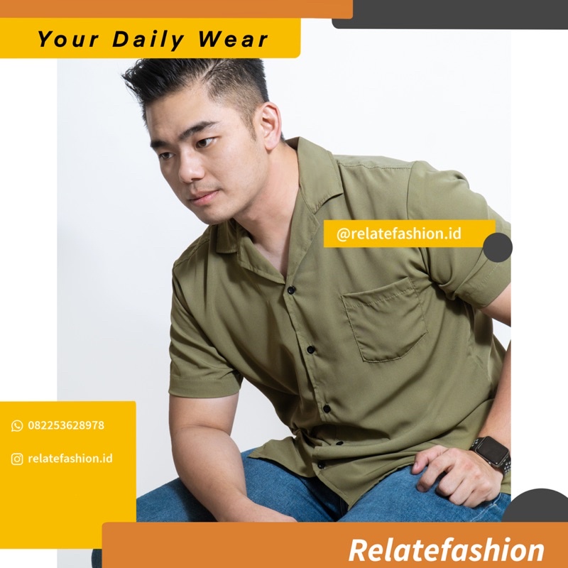 kemeja pantai pria polos terbaik murah