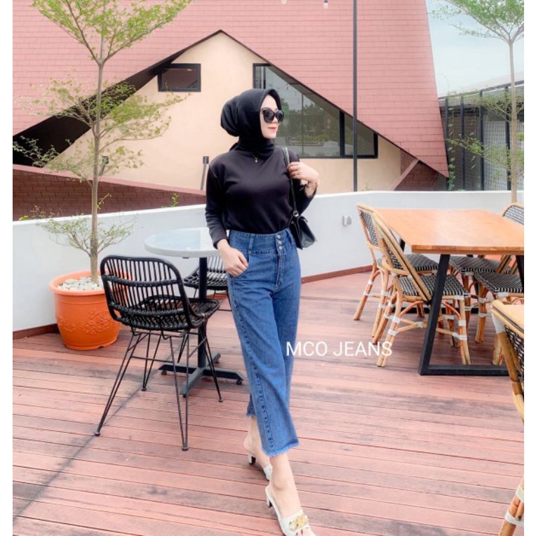 OOTD SZ 27-30 7/9 Jeans Kulot Kancing 3 - Kulot Jeans Gemoy