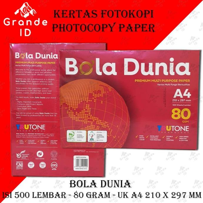 

!!!!!!] KERTAS FOTOKOPI BOLA DUNIA 80 GRAM A4 210 X 297 MM ISI 500 LEMBAR