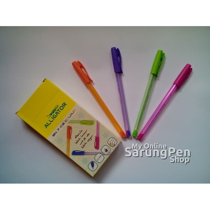 

Pulpen/bolpoin/pena Alligator SN 7 Ice Color (ungu pink jingga hijau) 0.7mm Tinta Hitam Black Ink
