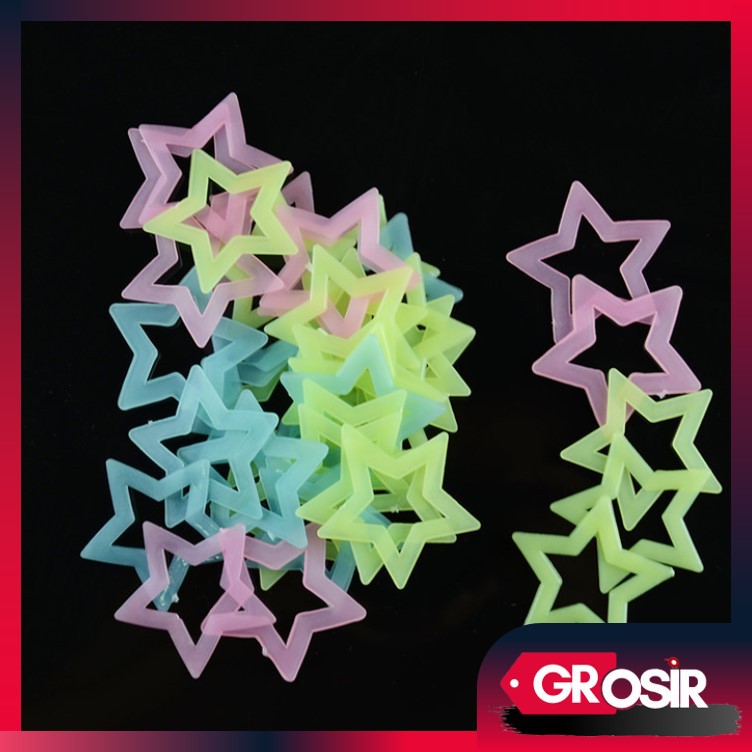 Grosir - H201 (40 pcs) Bintang Bolong Glow In The Dark / Stiker Dinding Bercahaya / Dekorasi Dinding