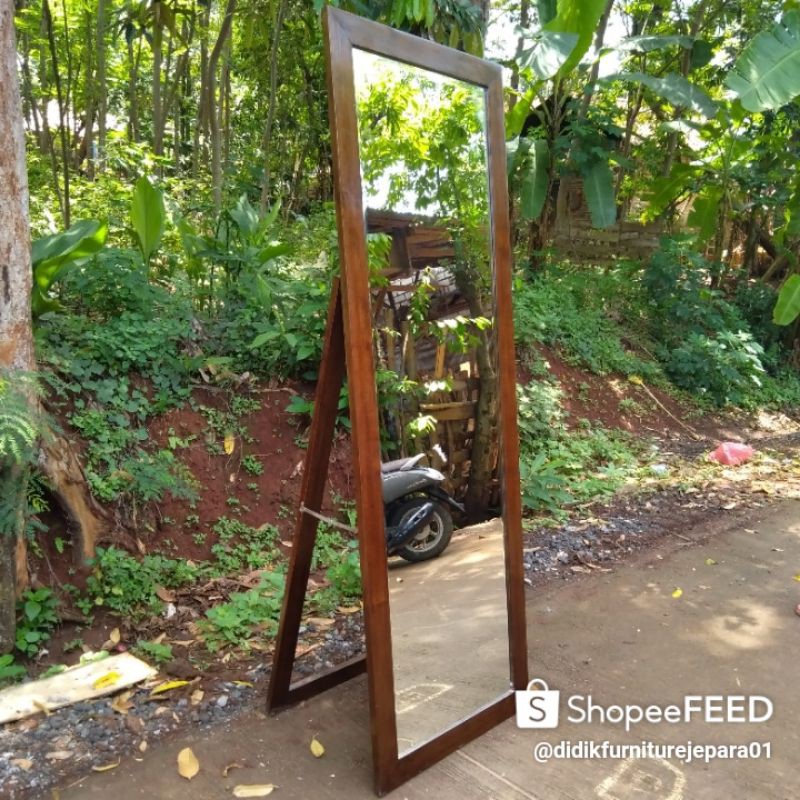 standing mirror kayu jati solid