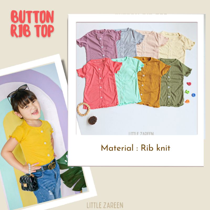 BUTTON RIB TOP / kaos anak perempuan rib / kaos anak cewek 1-4 tahun / baju anak