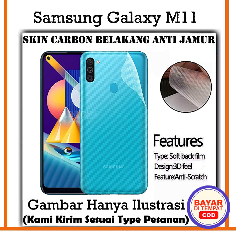 Samsung Galaxy M11 Skin Carbon Transparan Garskin Anti Gores Belakang Hp Stiker Anti Jamur