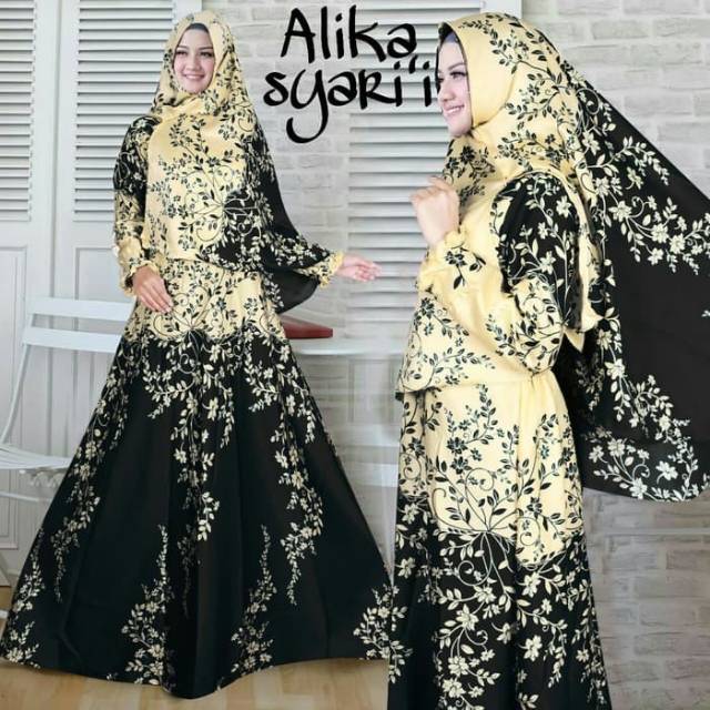 Syari bergo maxmara alika black hitam gamis syar'i