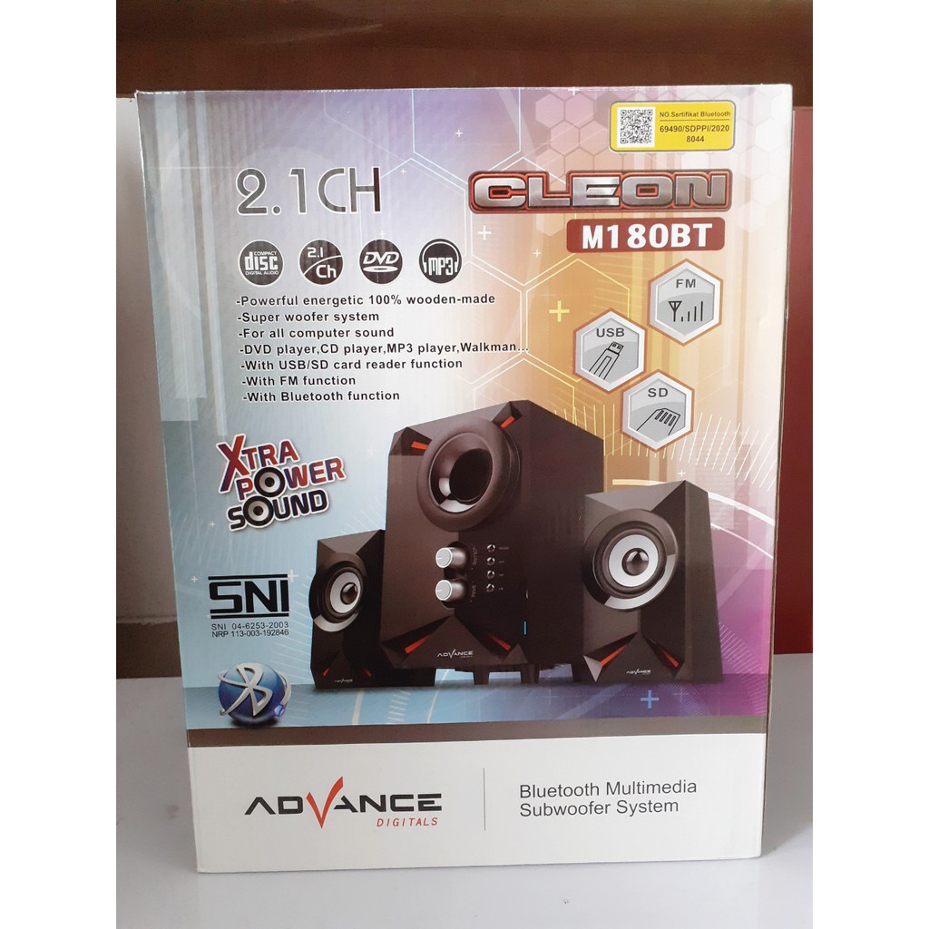 SPEAKER ADVANCE CLEON M180BT Bentuknya Modern, Bass nya Mantap, Support Bluetooth ,TF, FM, USB, RMS 45W - (speaker bluetooth/ speaker aktif/ speaker super bass/ berkualitas tinggi