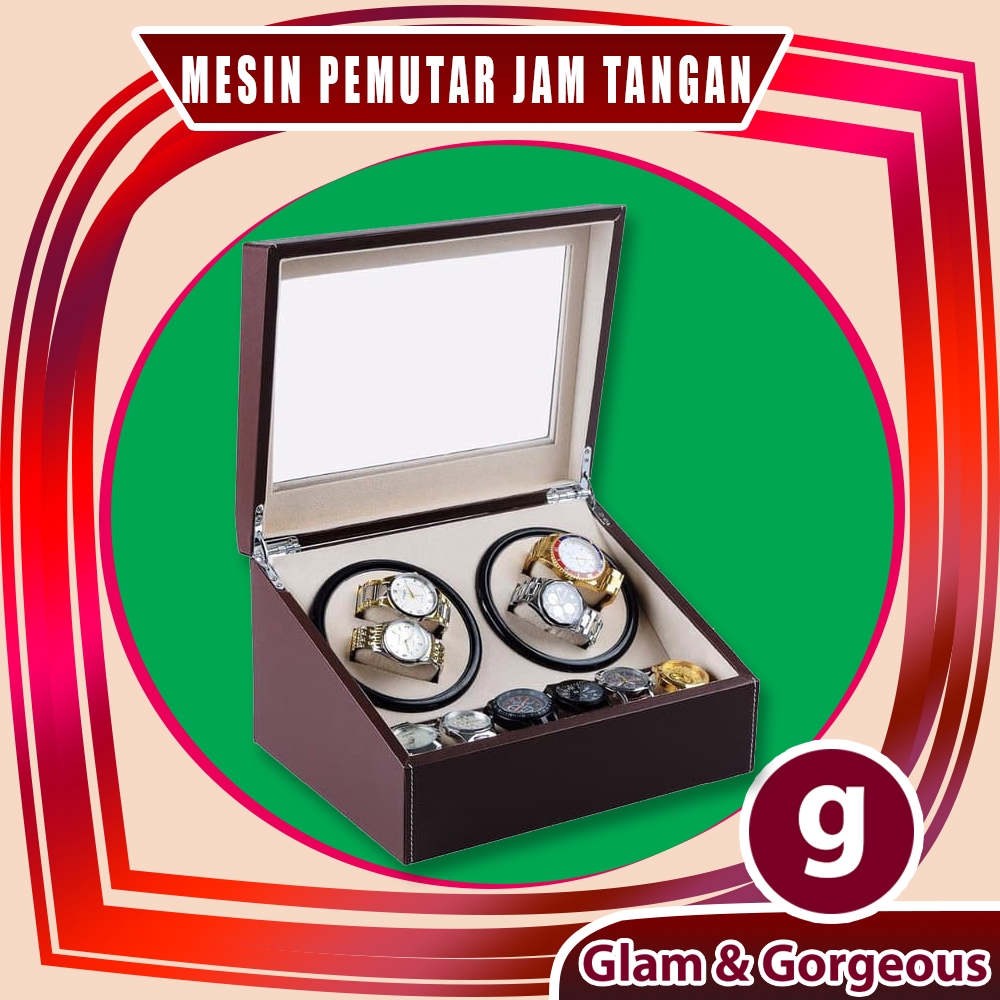 Pemutar Jam Tangan Otomatis WW001 Watch Winder 4 and 6 Bonus Adaptor