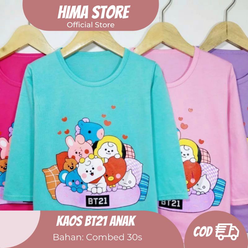 [BISA COD] Kaos BT 21 Anak Kaos Lengan Panjang Anak Kaos Anak BT 21