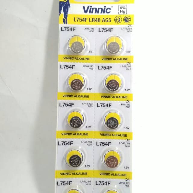Baterai Vunnic L754F LR48 AG5 Baterai alat bantu pendengaran