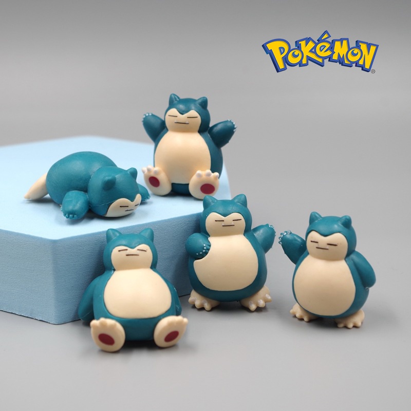 5pcs / Set Mainan Action Figure Model Snorlax Pokemon Catoon Bahan PVC Ukuran 3CM Untuk Hadiah Ulang Tahun Anak