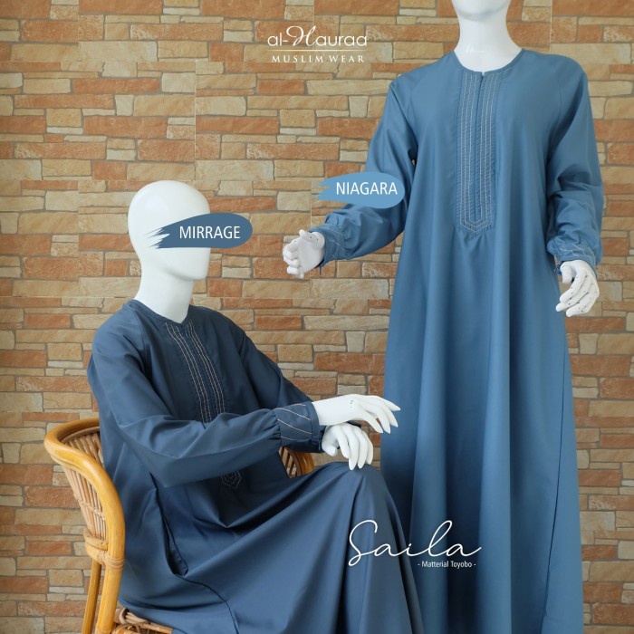 PREMIUM GAMIS SAILA KATUN TOYOBO BY AL-HAURAA - PALE, M PLUS
