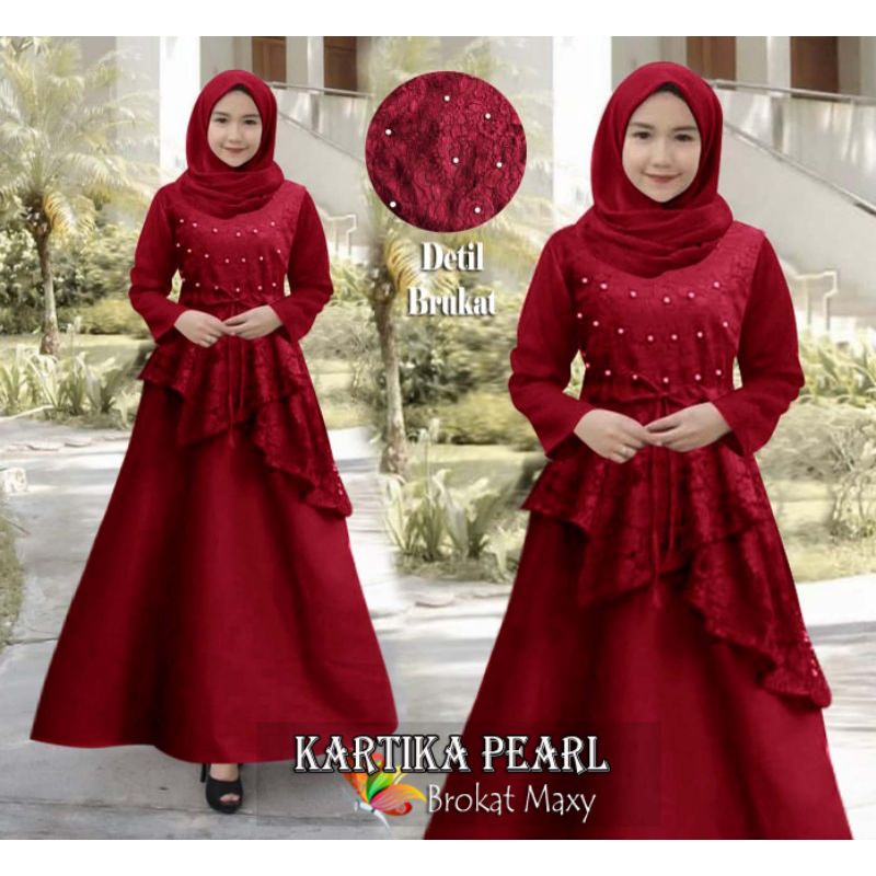 MAXY KARTIKA MUTIARA, BRUKAT GAMIS MUSLIM, MOSCREPE, MAXY DRESS