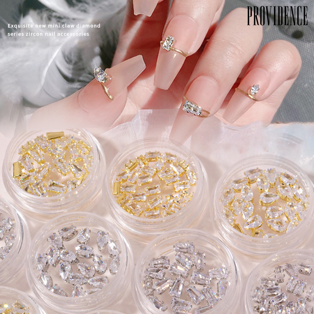 20pcs / Kotak Ornamen Perhiasan Berlian Imitasi Glitter Kubik Zirkonia Shiny Untuk Dekorasi Nail Art Wanita