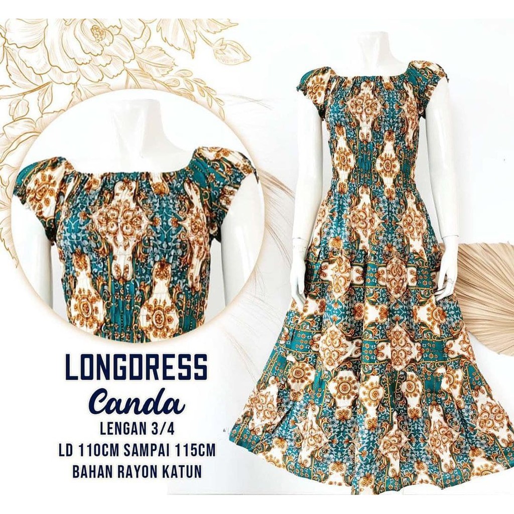 Dress Canda Karet Dada Bali / Longdress Canda Motif Sultan Baru / Murah