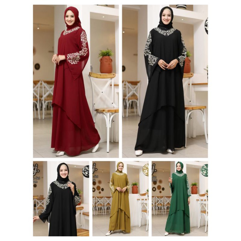 gamis hanin set Gamis murah gamis syari gamis brukat gamis rayon pakaian wanita gams