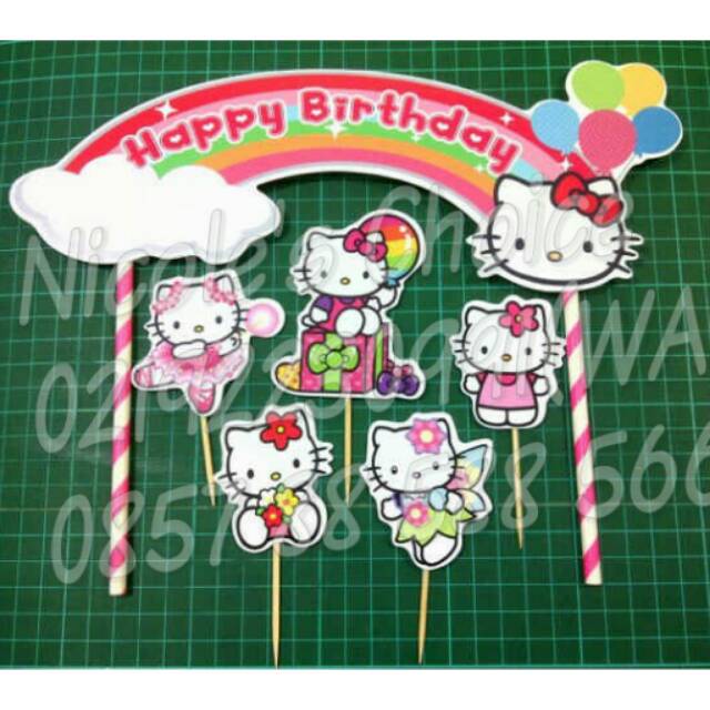 

Cake banner hellokity hiasan Tusukan kue tart hello kity ultah birthday anak