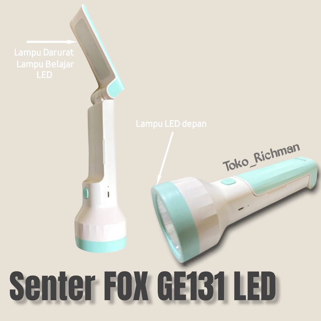 Senter LED FOX GE131 GF152 Senter Lampu Belajar Senter Lipat LED