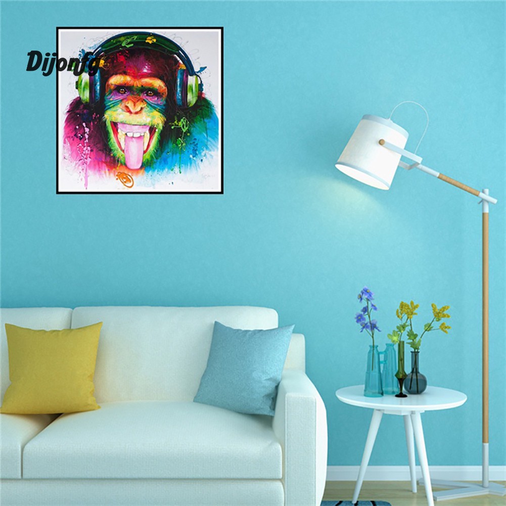 Lukisan Kanvas Desain Kartun Orangutan Warna Warni Untuk Dekorasi Rumah