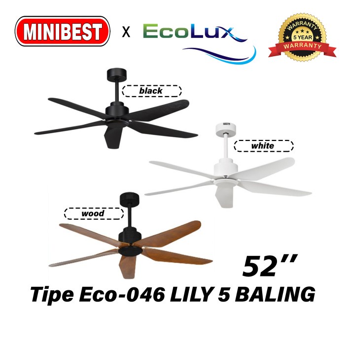 MB Kipas Angin Gantung plafon Ecolux Eco-046 LILY 5 BALING