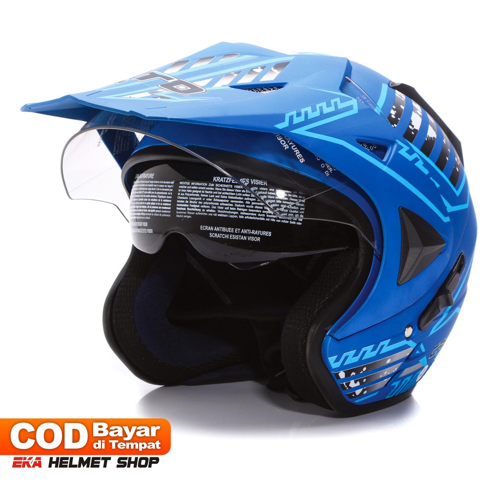 [Helm Dewasa] WTO Helmet Pro-Sight Cross - Seablue Doff