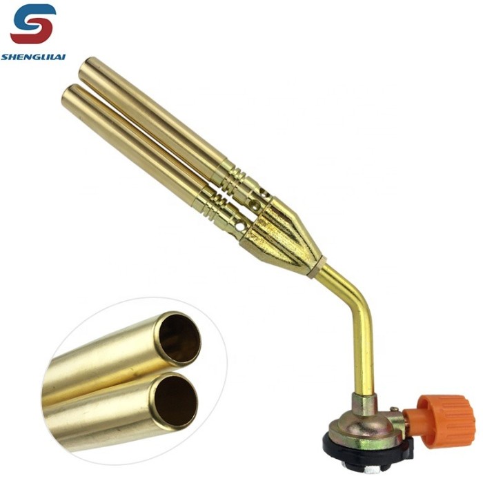 henglilai Kepala Gas Butane Torch Double Tube BBQ Soldering Flame Gun