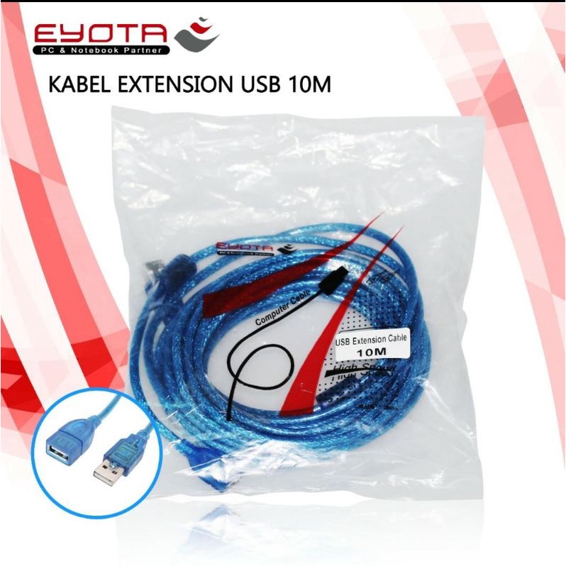 EYOTA KABEL USB EXTENSION 10 METER / KABEL USB MALE TO USB FEMALE 10 METER / KABEL USB PERPANJANGAN