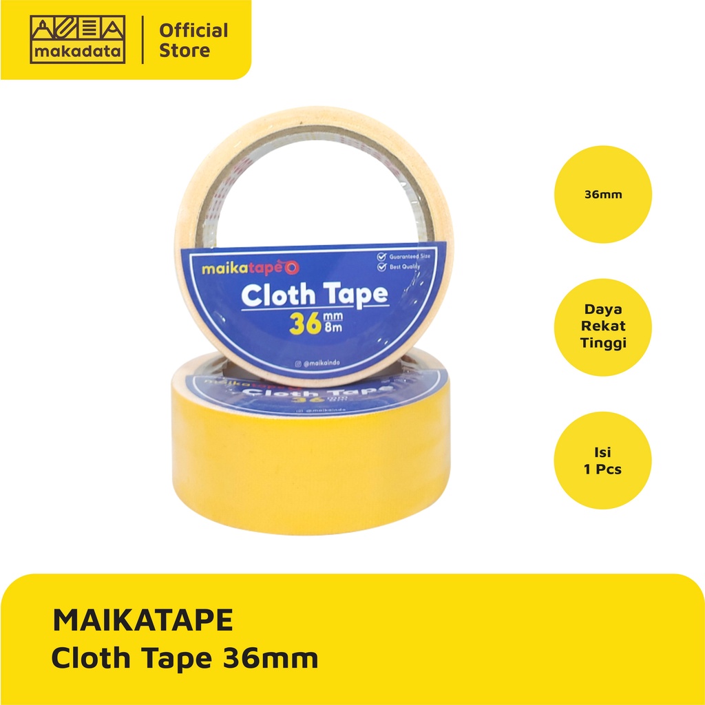 

LAKBAN LINEN / CLOTH TAPE KUNING MAIKATAPE 36MM MURAH
