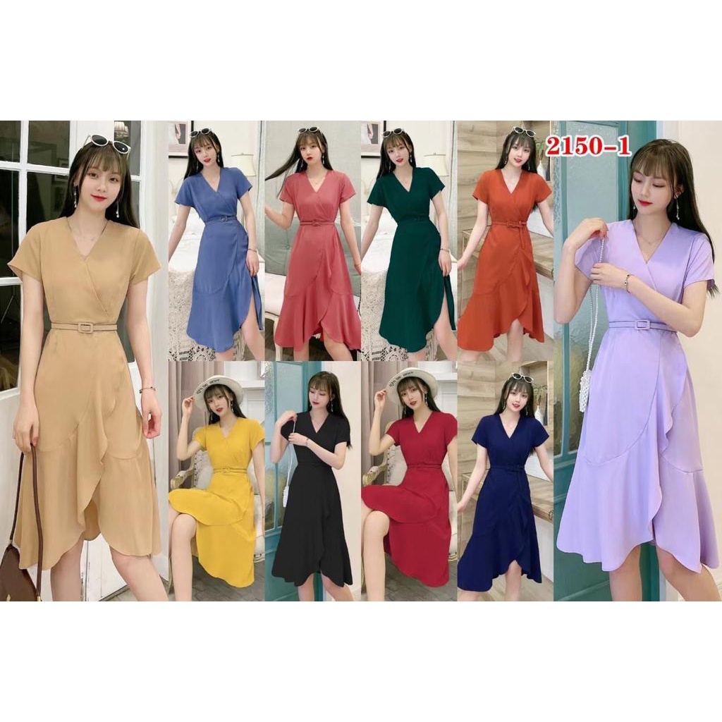 Midi Dress Model Ikat Pinggang