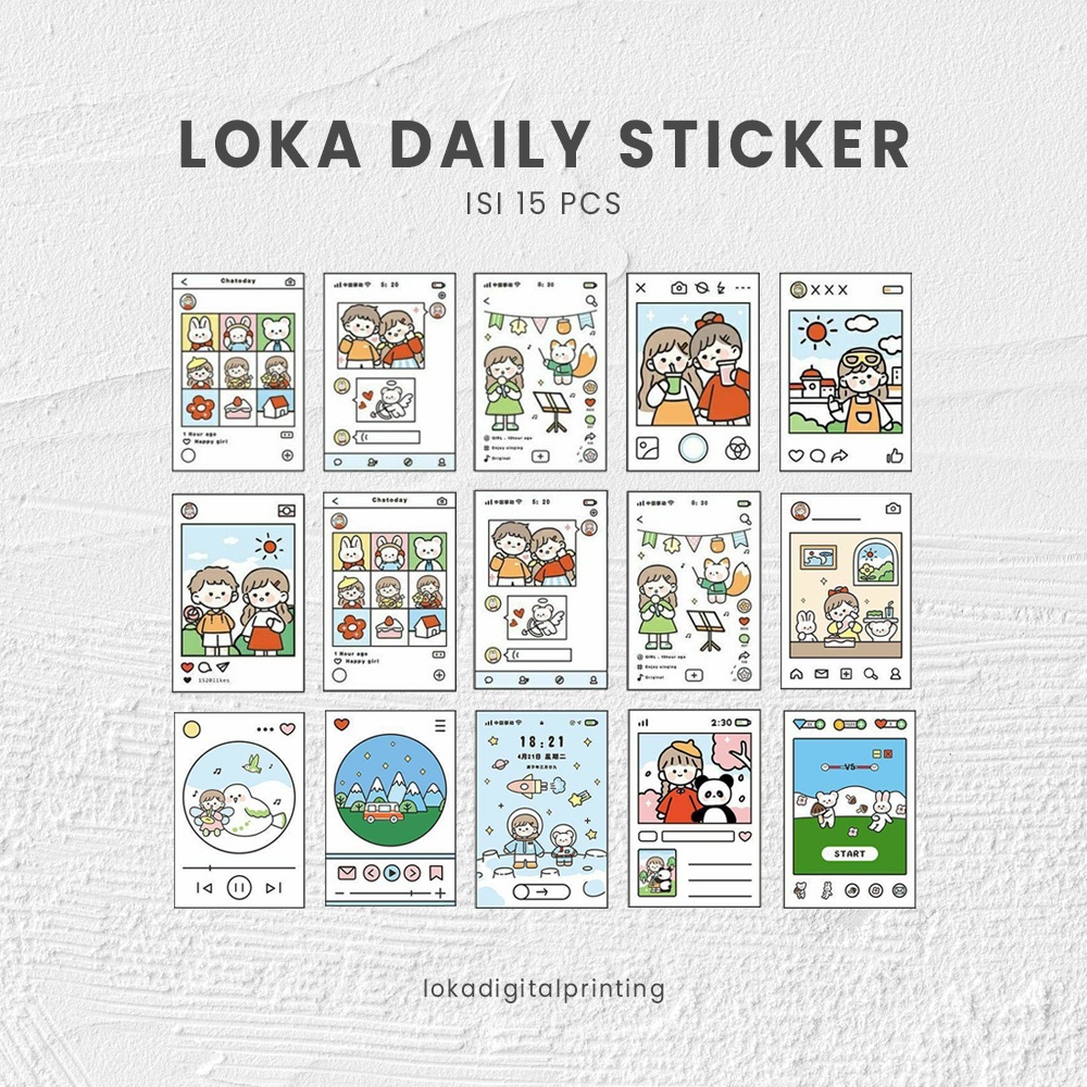 

Sticker Aesthetic Set Journal 15 PCS LOKA DAILY LIFE