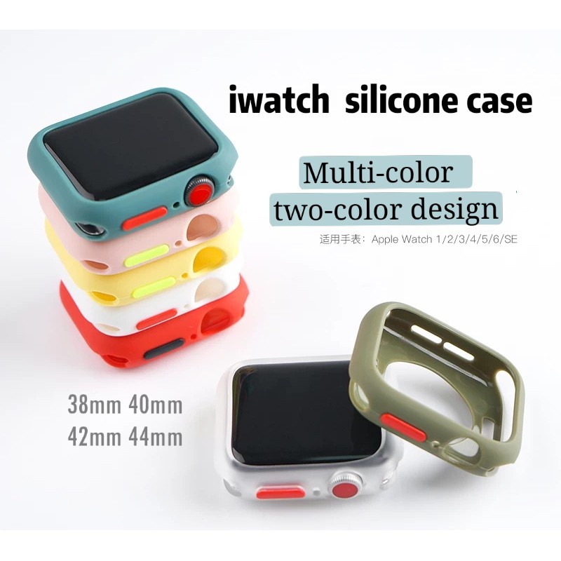 Soft Case Apple Watch Series 1, 2, 3, 4, 5, 6, 7, 8 all series 45, 44, 42, 40, 41, 38mm Soft Aero Color Button Matte